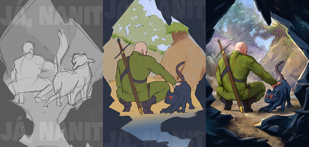 Proces tvorby sci-fi knižní obálky Já Nanit – od skici po finální digitální ilustraci