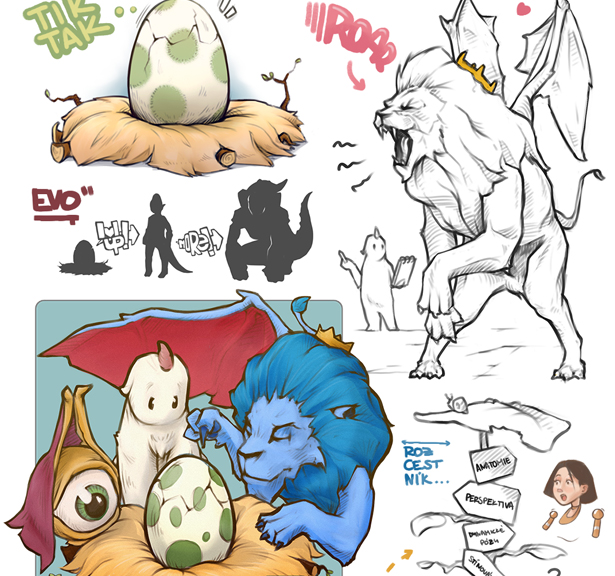 Vytváření ilustrací maskotů na zakázku jako doprovodná grafika eshopu a uměleckého portálu sketchbook.monster.